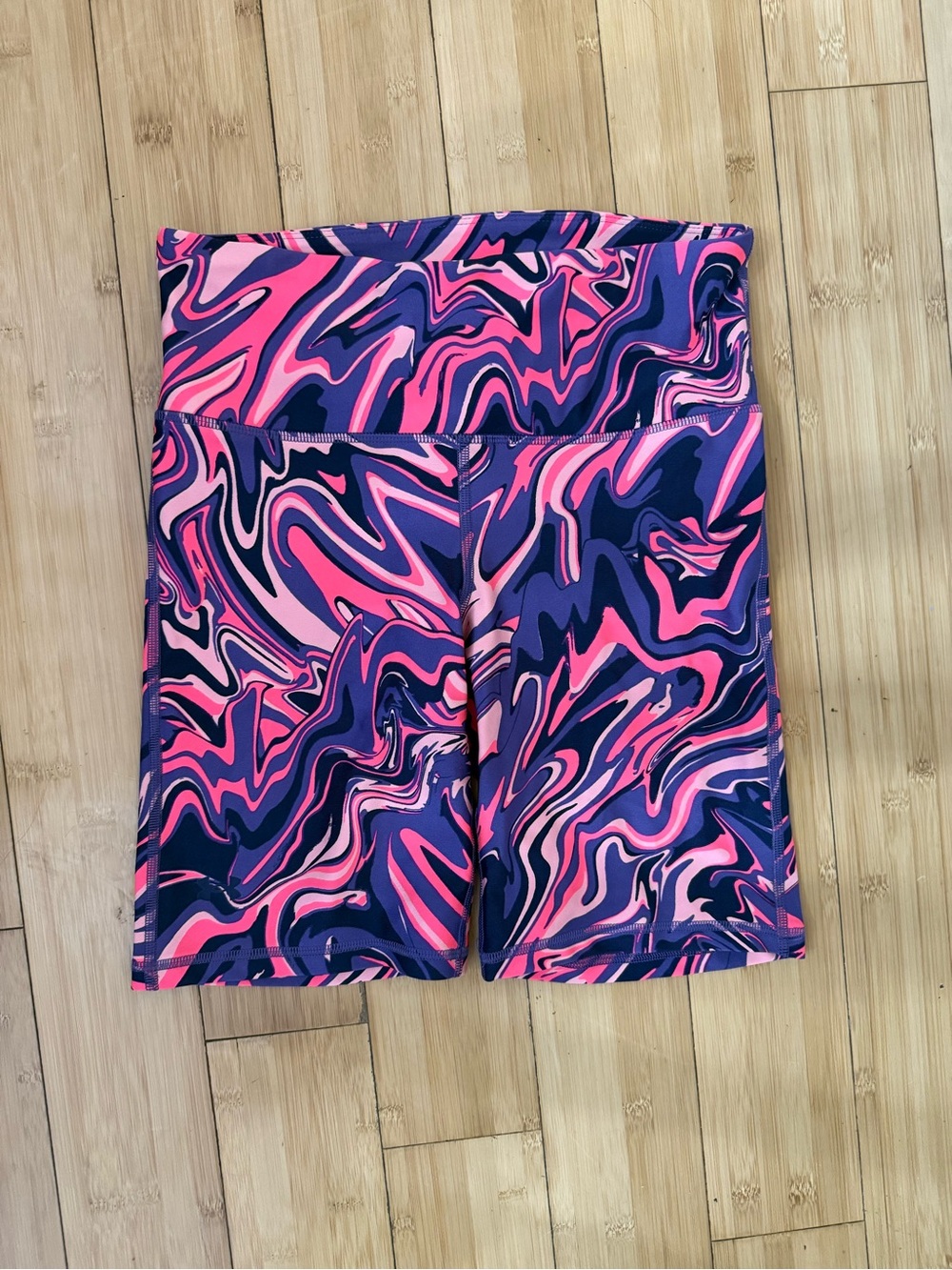 Under Armour High-Waist Pink & Purple Active Biker Shorts with Swirl Print